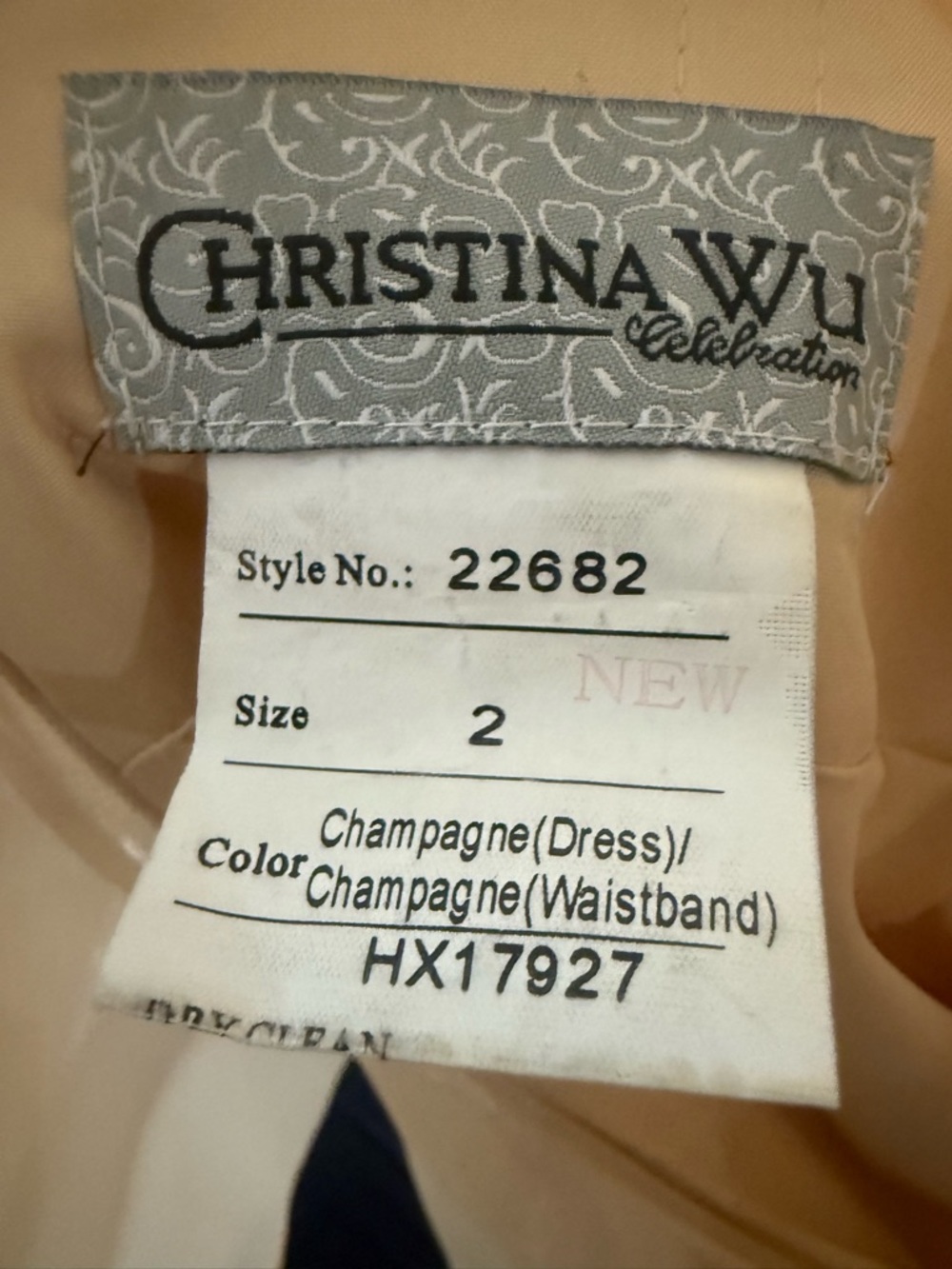 CHRISTINA WU CHAMPAGNE HALTER MAXI GOWN SZ 2 - Picture 2 of 9